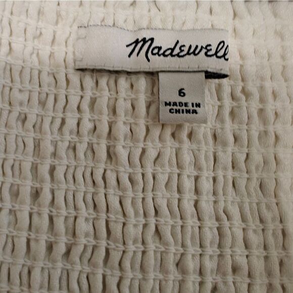 Madewell Linen Cotton Blend Cream Button-Front Dress Sz 6 - Picture 6 of 6